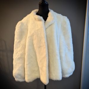Elegant White Faux Fur Coat